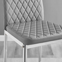 Furniturebox Milan Grey Diamond-Stiched Faux Leather Silver Leg Padded Bar Stools (Set Of 2) - thumbnail 3