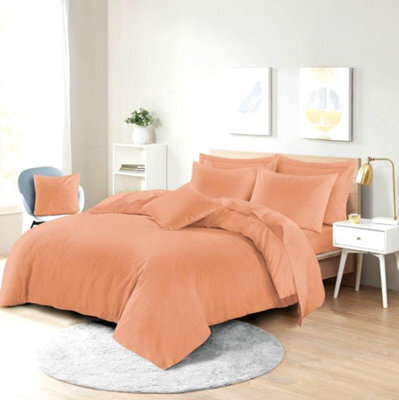 Homes & Linen Easy Care Poly-Cotton Plain Dyed Duvet Cover Set