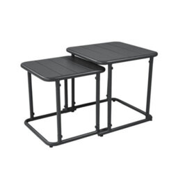 Sweeek - Square Outdoor Nesting Table In Steel Anthracite 45X45X45 Cm - Amelia - thumbnail 2