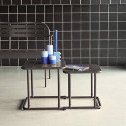 Sweeek - Square Outdoor Nesting Table In Steel Anthracite 45X45X45 Cm - Amelia - thumbnail 3