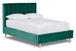 Divan Base Direct Solara Vertical Paneled Fabric Bed Base Only 4Ft Small Double- Verlour Deep Teal