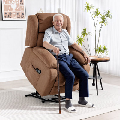 Homcom Power Lift Recliner, Lift Chair With Vibration Massage, Brown - image 1