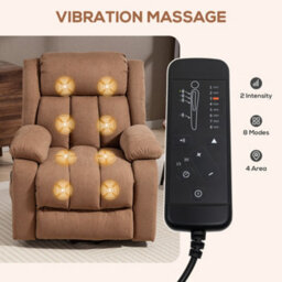 Homcom Power Lift Recliner, Lift Chair With Vibration Massage, Brown - thumbnail 5