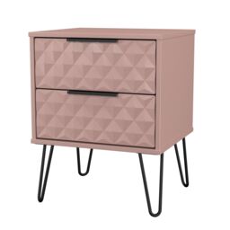 Anzio Matt Kobe Pink 2 Drawer Non-Extendable Bedside Table (H)574mm (W)450mm (D)395mm - thumbnail 3