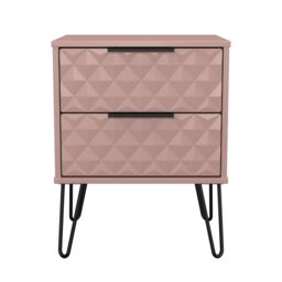 Anzio Matt Kobe Pink 2 Drawer Non-Extendable Bedside Table (H)574mm (W)450mm (D)395mm - thumbnail 2
