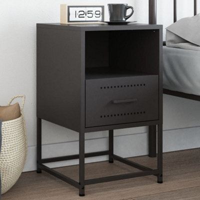 Berkfield Bedside Cabinet Black 36X39X60.5 Cm Steel - image 1