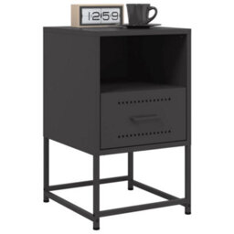 Berkfield Bedside Cabinet Black 36X39X60.5 Cm Steel - thumbnail 4