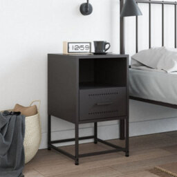 Berkfield Bedside Cabinet Black 36X39X60.5 Cm Steel - thumbnail 3