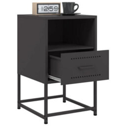 Berkfield Bedside Cabinet Black 36X39X60.5 Cm Steel - thumbnail 5