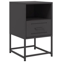 Berkfield Bedside Cabinet Black 36X39X60.5 Cm Steel - thumbnail 2