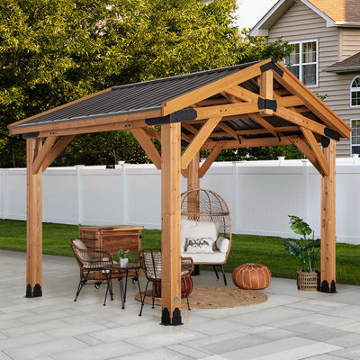 Backyard Discovery Norwood Cedar Wood Outdoor Patio Gazebo With Powerport 3.7 X 3.1M (12Ft X 10Ft) - image 1