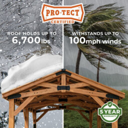 Backyard Discovery Norwood Cedar Wood Outdoor Patio Gazebo With Powerport 3.7 X 3.1M (12Ft X 10Ft) - thumbnail 8