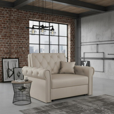 Viva Roma I Armchair Bed With Sleep Function Bedding Storage Metal Legs Wooden Frame 116X85X98Cm Beige - image 1