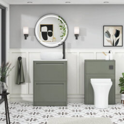 Royal Bathrooms Royal Bathroom Elmore 600mm Matt Green Freestanding Bathroom Vanity Unit 2 Drawer Plain White Worktop With Milan Basin - thumbnail 5