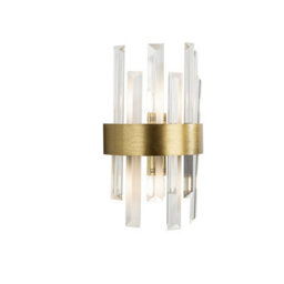 Luminosa Lighting Luminosa Grace 2 Light Wall Lamp Brushed Gold, Transparent, G9 - Uk Stock - thumbnail 1