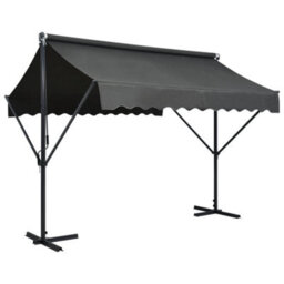 Walplus Free Standing Awning Garden Sun Shade Canopy Gazebo For Back Door, Porch, Patio 300X300 Cm Anthracite - thumbnail 1