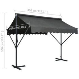 Walplus Free Standing Awning Garden Sun Shade Canopy Gazebo For Back Door, Porch, Patio 300X300 Cm Anthracite - thumbnail 8