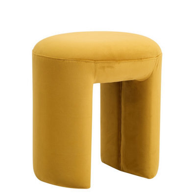 Nordlys Yellow Velvet Living Room Pouf Countryside Style Living Room - image 1