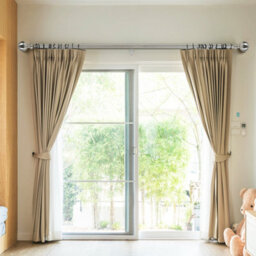 Marlow Satin Nickel Steel Curtain Rod Set Extendable Adjustable Quiet - thumbnail 1