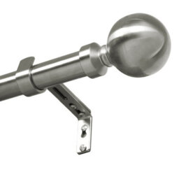 Marlow Satin Nickel Steel Curtain Rod Set Extendable Adjustable Quiet - thumbnail 3