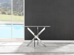 Furniturebox Uk Novara Grey Concrete Effect Round Dining Table & 4 Navy Pesaro Silver Chairs - thumbnail 8