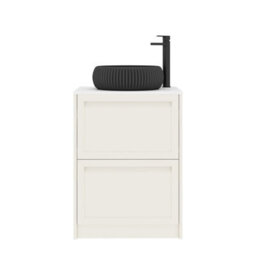 Royal Bathrooms Royal Bathroom Elmore 600mm Classic White Freestanding Bathroom Vanity Unit 2 Drawer Plain White Worktop With Milan Black Basin - thumbnail 7