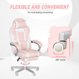 Homcom Pu Leather Gaming Chair With Footrest 150 Degree Reclining Back - thumbnail 6