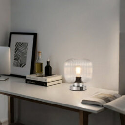 Harper Living Table Lamp With Usb-C & Usb-A Charging Ports, Touch Control Dimmable E27 Desk Lamp, Clear Glass Shade - thumbnail 7