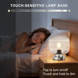 Harper Living Table Lamp With Usb-C & Usb-A Charging Ports, Touch Control Dimmable E27 Desk Lamp, Clear Glass Shade - thumbnail 2