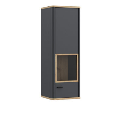 Furniture To Go Klara Display Cabinet With 1 Glass Door In Grey And Oak - image 1