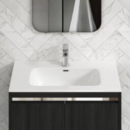 Royal Bathrooms Orion 800mm Floor Standing Bathroom Vanity Unit 2 Door Hale Black With Ceramic Basin & Chrome Accent Trim - thumbnail 7