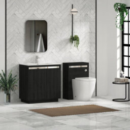 Royal Bathrooms Orion 800mm Floor Standing Bathroom Vanity Unit 2 Door Hale Black With Ceramic Basin & Chrome Accent Trim - thumbnail 4