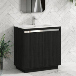 Royal Bathrooms Orion 800mm Floor Standing Bathroom Vanity Unit 2 Door Hale Black With Ceramic Basin & Chrome Accent Trim - thumbnail 6