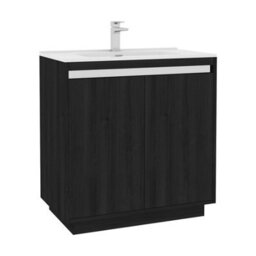 Royal Bathrooms Orion 800mm Floor Standing Bathroom Vanity Unit 2 Door Hale Black With Ceramic Basin & Chrome Accent Trim - thumbnail 8