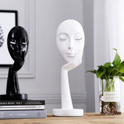 Living And Home White Home Decor Art Woman Face Statue Collectible Statue For Living Room Bookshelf White Desk Decor 11 Inch - thumbnail 2