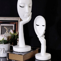 Living And Home White Home Decor Art Woman Face Statue Collectible Statue For Living Room Bookshelf White Desk Decor 11 Inch - thumbnail 3