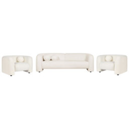 Beliani Living Room Set 5 Seater Leiren Boucle White - thumbnail 4