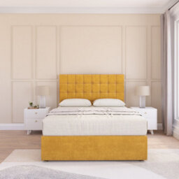 "Sloomy 5Ft Alabama Divan Bed Base Mustard Plush ,no Drawers & 26"" Struts Headboard - King" - thumbnail 2