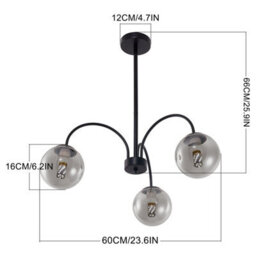 Living And Home 3-Light Transparent Glass Lampshade Pendant Light Chandelier Fixture,e27 - thumbnail 5