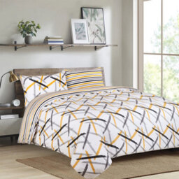 Ameha Printed Duvet Cover 3 Piece Set With Matching Pillowcase Quilt Covers Ochre Stripe King (230X220Cm) - thumbnail 2