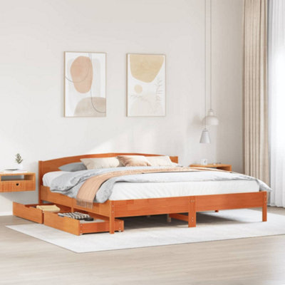 Berkfield Bed Frame Without Mattress Wax Brown 180X200 Cm Super King Solid Wood Pine - image 1