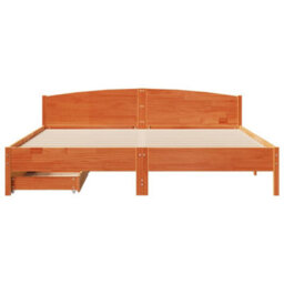 Berkfield Bed Frame Without Mattress Wax Brown 180X200 Cm Super King Solid Wood Pine - thumbnail 4