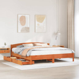 Berkfield Bed Frame Without Mattress Wax Brown 180X200 Cm Super King Solid Wood Pine - thumbnail 1