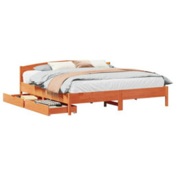 Berkfield Bed Frame Without Mattress Wax Brown 180X200 Cm Super King Solid Wood Pine - thumbnail 2