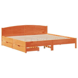 Berkfield Bed Frame Without Mattress Wax Brown 180X200 Cm Super King Solid Wood Pine - thumbnail 3