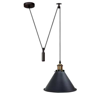 Black Industrial 1 Head Spider Pendant Light Adjustable Cord 18Cm Cone Barn Shade For Kitchen & Dining - image 1