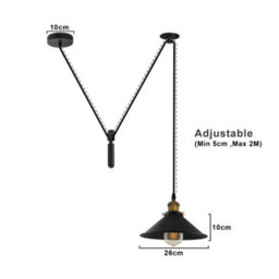 Black Industrial 1 Head Spider Pendant Light Adjustable Cord 18Cm Cone Barn Shade For Kitchen & Dining - thumbnail 2