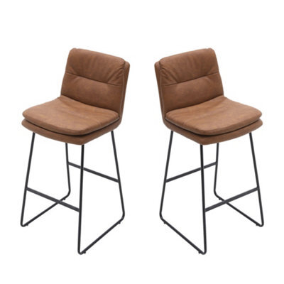 Darphe 2Pcs Brown Modern Faux Leather Breakfast Bar Stool, 45Cm W X 50Cm D X 104Cm H - image 1