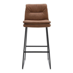 Darphe 2Pcs Brown Modern Faux Leather Breakfast Bar Stool, 45Cm W X 50Cm D X 104Cm H - thumbnail 2