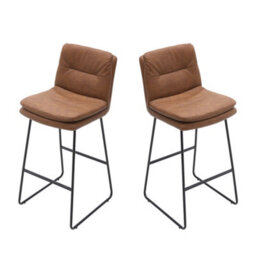 Darphe 2Pcs Brown Modern Faux Leather Breakfast Bar Stool, 45Cm W X 50Cm D X 104Cm H - thumbnail 1